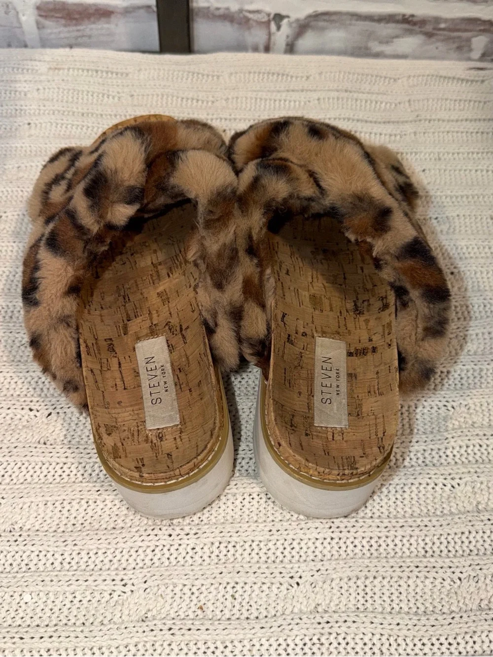 Steven By Steve Madden Leopard Print Fur Slide Sandals - Brown/Tan/Black